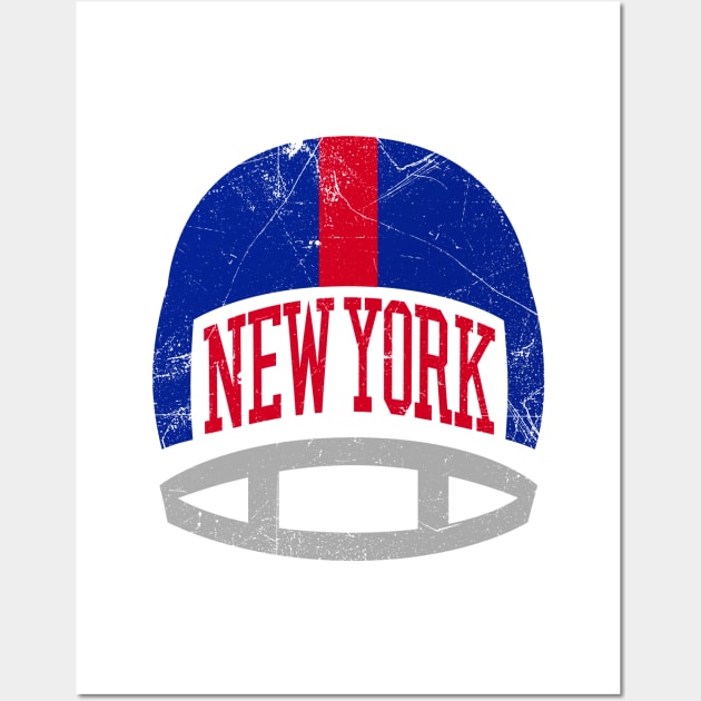 NYG Retro Helmet - White Wall Art by KFig21